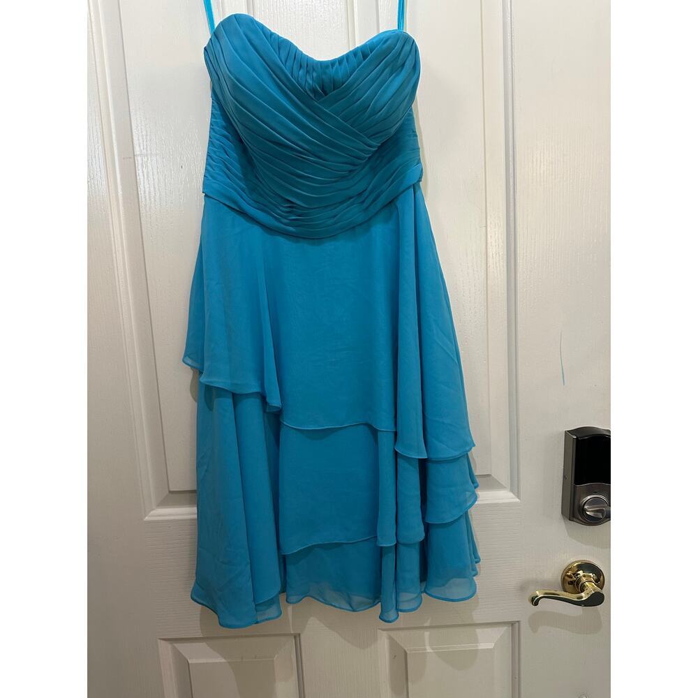 Morilee by Madeline Gardner Bridesmaids Dress Chiffon Tiered Blue Size 12 - Picture 6 of 11